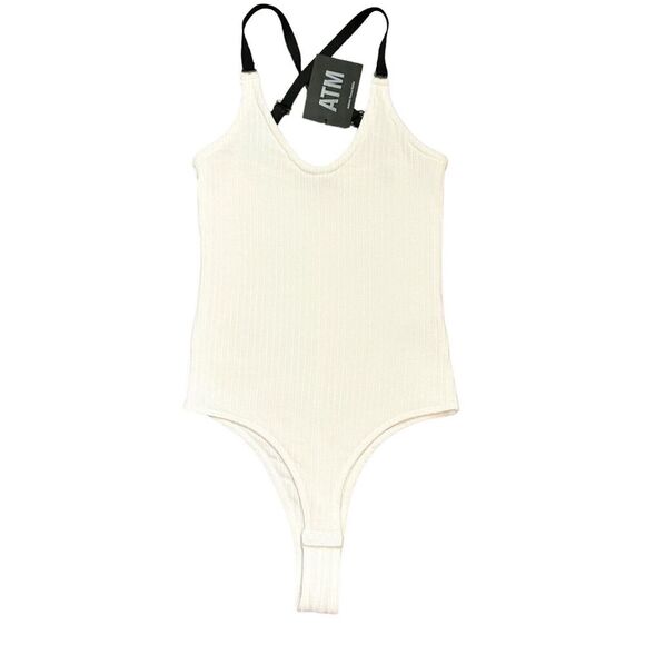 ATM ANTHONY THOMAS MELILLO Micro Modal Crossback Bodysuit Size XS White - Picture 2 of 9